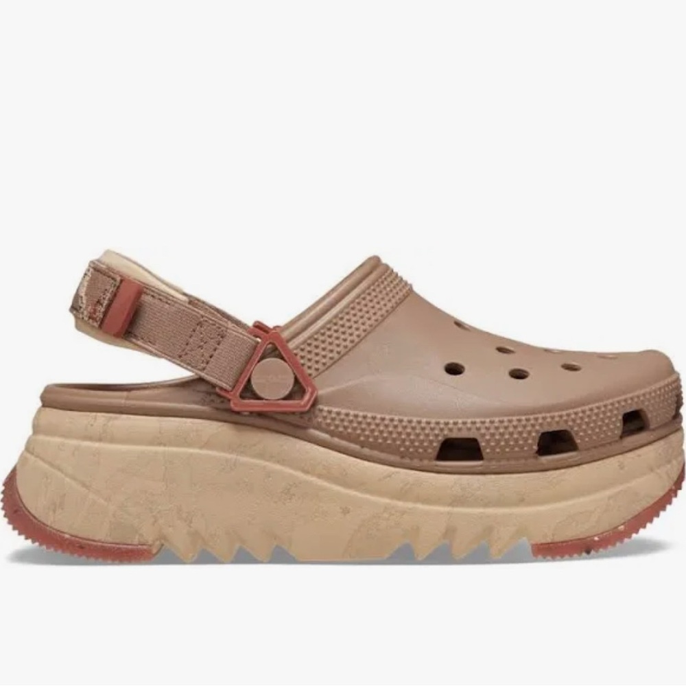 CROCS Brown Platform Mules with Adjustable Strap